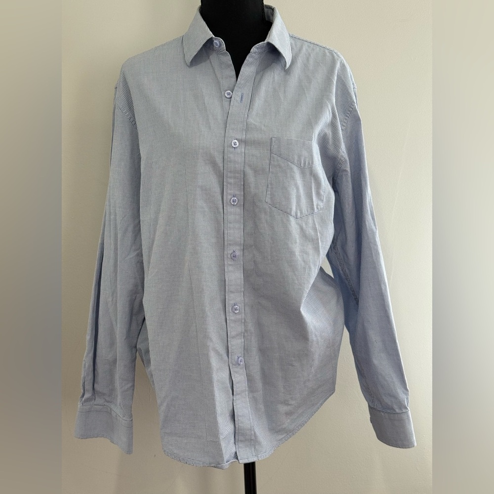 Tasso Elba L 16-16.5 Men's Light Blue Dress Shirt 586